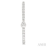 3/8 Ctw Pear and Round Cut Diamond Rectangular Fashion Hoop Earrings in 14K White Gold